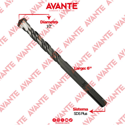 Broca Avante Profesional SDS Plus Para Concreto 1/2" x 6" - 1 Pieza