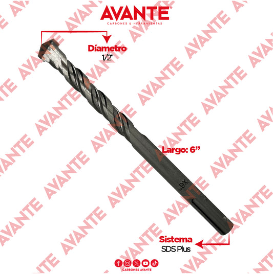 Broca Avante Profesional SDS Plus Para Concreto 1/2" x 6" - 1 Pieza