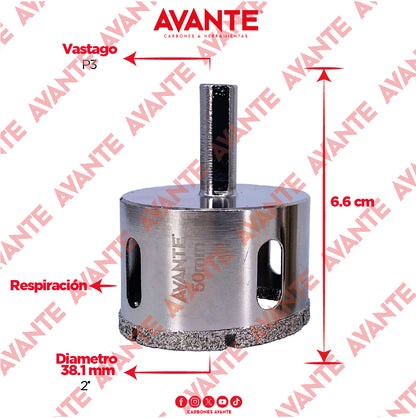 Broca Diamantada Avante 2" Con Vástago P3 De 1/4" - 1 Pieza