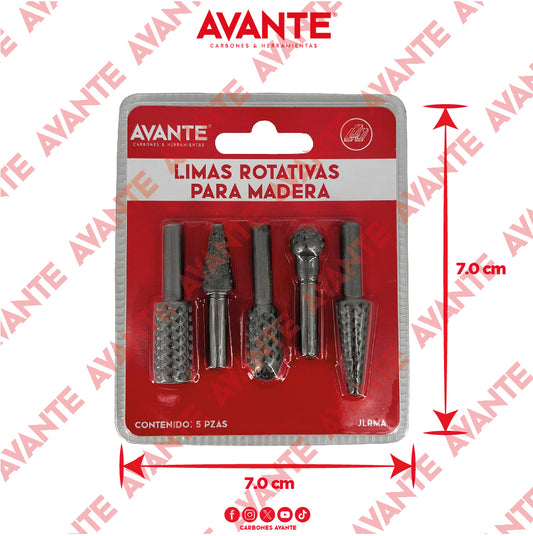 Juego De Limas Rotativas Avante Para Madera Acero HSS - 5 Piezas