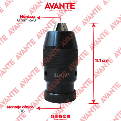 Broquero Avante Cónico Agarre Rápido Precisión 5/8" (1-16mm) Cono JT6 - 1 Pieza