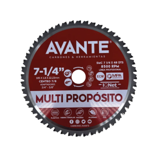 Sierra Avante Multi Propósito / Corte Plástico, Aluminio y Madera 7-1/4" 48 Dientes - 1 Pieza