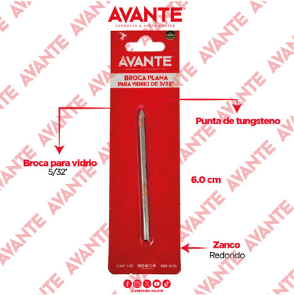 Broca Avante Para Vidrio y Cerámica 5/32" Punta de Carburo - 1 Pieza