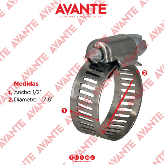 Abrazadera Sin Fin Avante Acero Inoxidable 1/2" a 1 1/16" - Paquete 100 Piezas