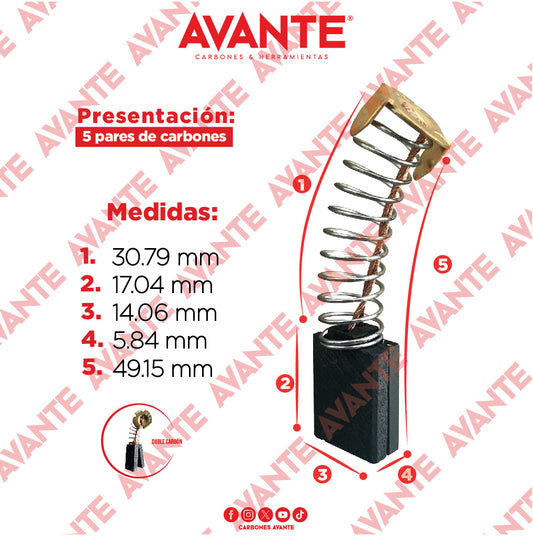 Carbones Avante Para Lijadora BOSCH Doble (CAP-21) - Paquete 5 Pares