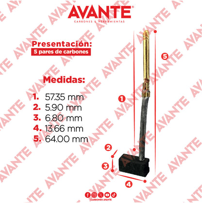 Carbones Avante Para Mini Esmeriladora DEWALT (CAP-18) - Paquete 5 Pares