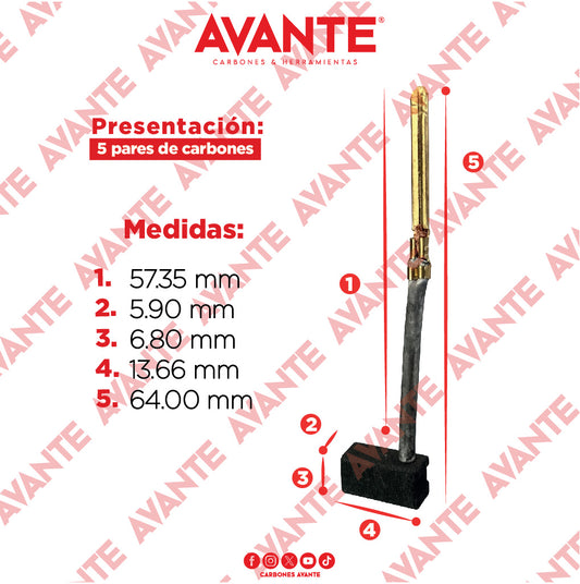 Carbones Avante Para Mini Esmeriladora DEWALT (CAP-18) - Paquete 5 Pares