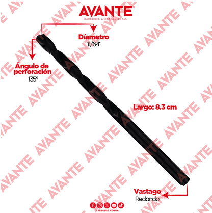 Broca Avante Alta Velocidad Acero M2 HSS 11/64" - Paquete 10 Piezas