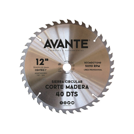 Sierra Circular Avante Para Madera 12" 40 Dientes (Carburo de Tungsteno) - 1 Pieza