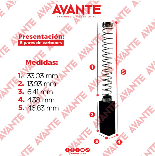 Carbones Avante Para Desbrozadora TRUPER (CAP-0) - Paquete 5 Pares