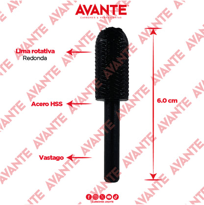 Lima Rotativa Redonda Avante Para Metal 1/2" x 1 3/16" Acero HSS - 1 Pieza
