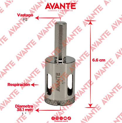 Broca Diamantada Avante 1" Con Vástago P3 De 1/4" - 1 Pieza