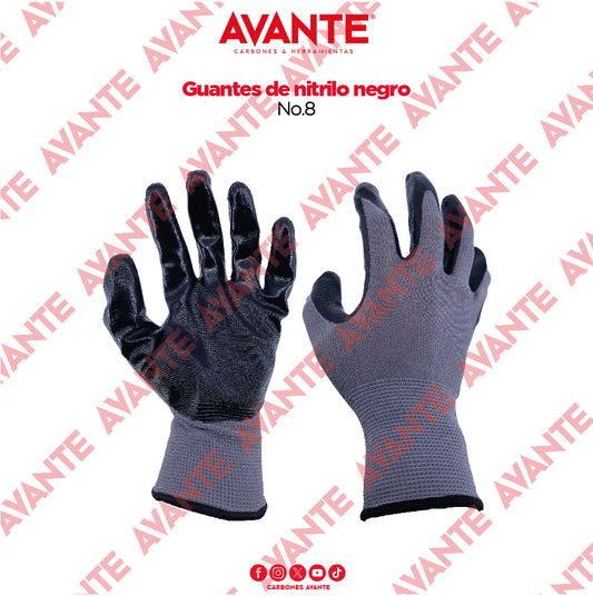 Guantes De Nitrilo Negro Avante Talla No. 8 - 1 Par