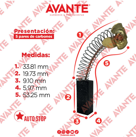 Carbones Avante Para Taladro MILWAUKEE (CAP-83) - Paquete 5 Pares
