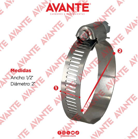 Abrazadera Sin Fin Avante Acero Inoxidable 1/2" a 2" - Paquete 100 Piezas