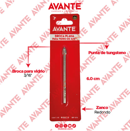 Broca Avante Para Vidrio y Cerámica 3/16" Punta de Carburo - 1 Pieza