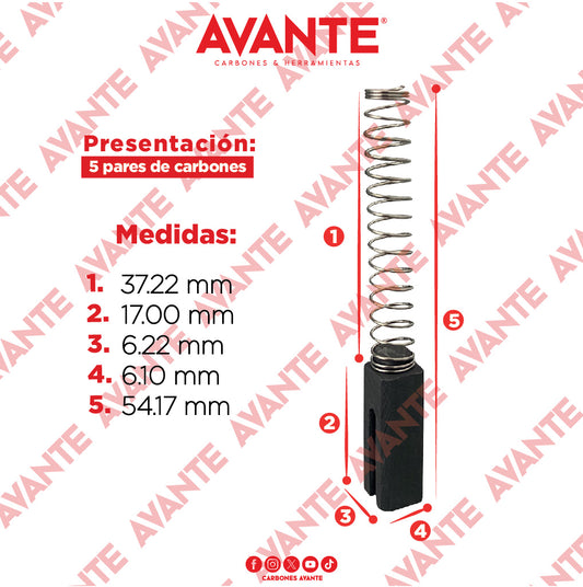 Carbones Avante Para Licuadora BLACK & DECKER (CAP-101)- Paquete 5 Pares